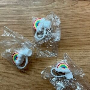 Rainbow Cloud Straw Covers Drink Accessories Reusable Silicone Straw Caps 3 Pack